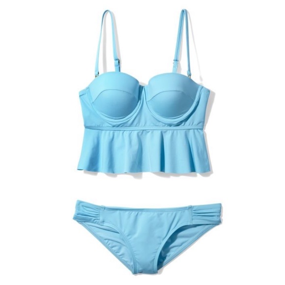 Gibson Latimer Sky Blue Peplum 2-piece Midkini - Picture 2 of 9